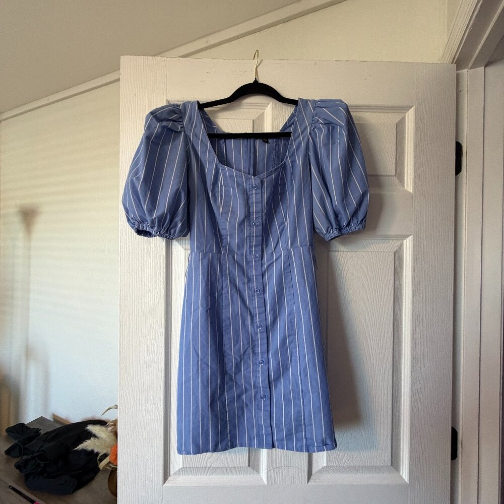 Puff Sleeve Mini Stripe Dress